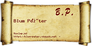 Blum Péter névjegykártya